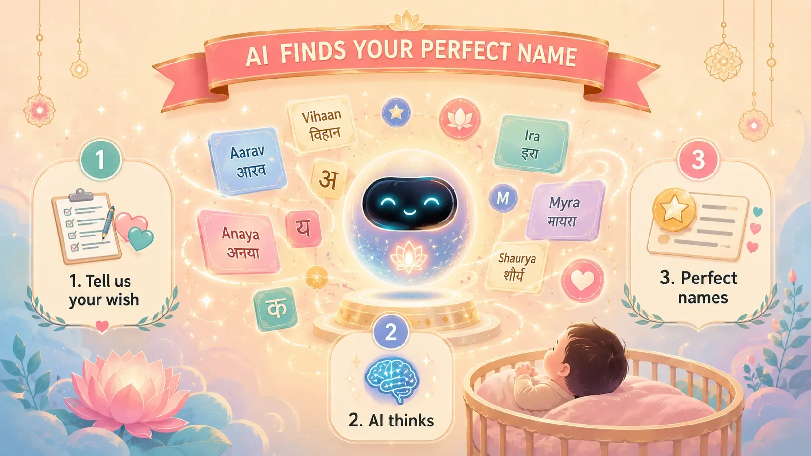 Let AI find the perfect baby name for your family — AI understands your family, traditions and style