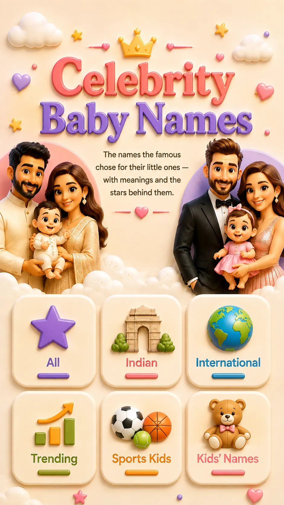 Celebrity Baby Names — the names the famous chose for their little ones, with meanings and the stars behind them
