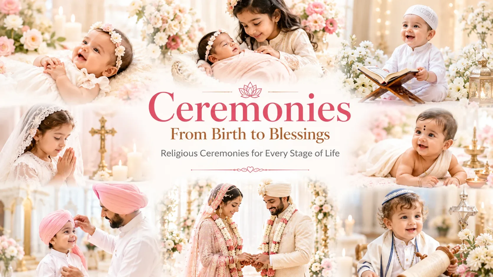 Ceremonies — From Birth to Blessings. Religious ceremonies for every stage of life across Hinduism, Islam, Sikhism, Christianity, Buddhism, Jainism, Judaism and Zoroastrianism.