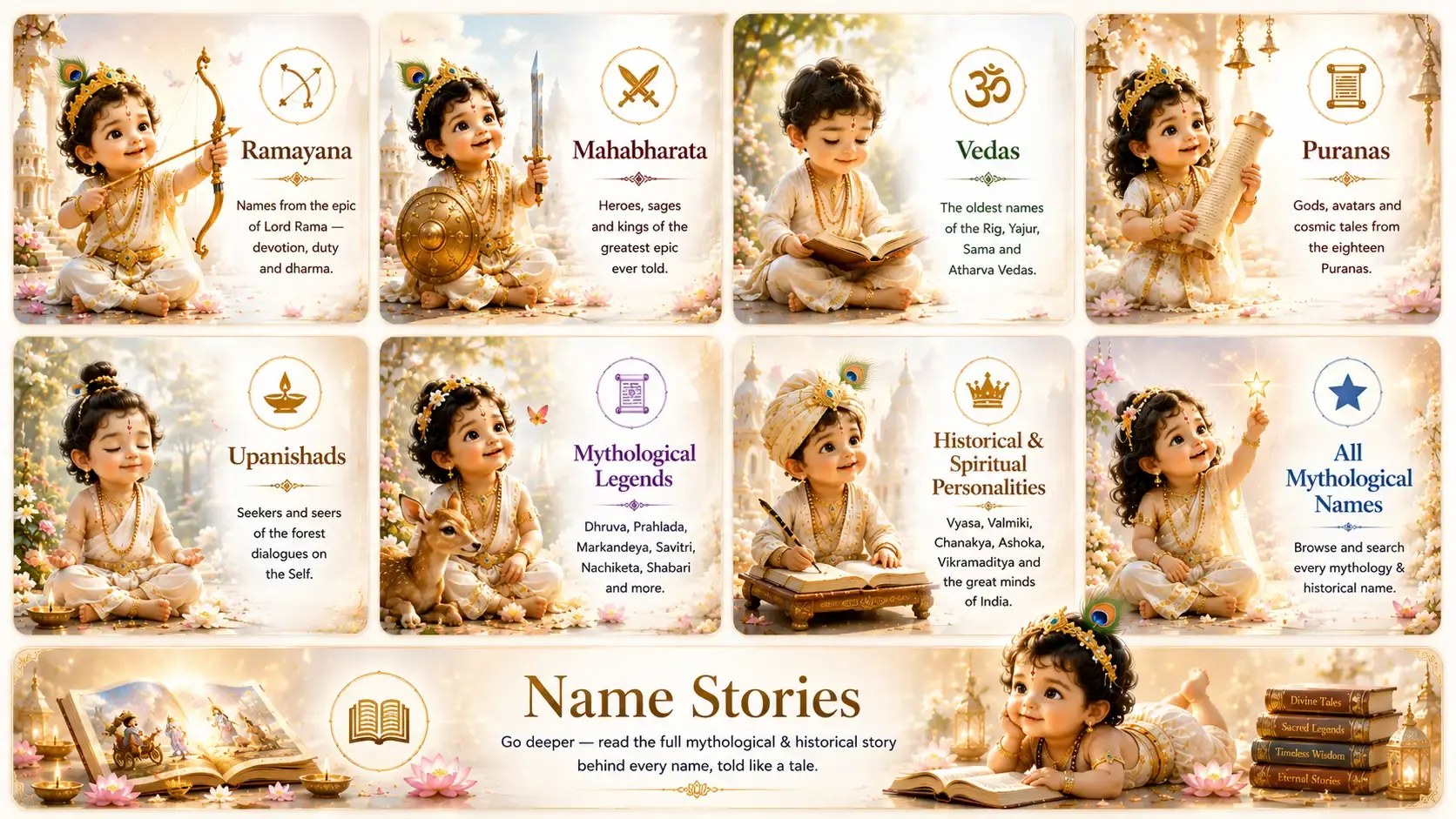Baby names from the Ramayana, Mahabharata, Vedas, Puranas, Upanishads, mythological legends and historical personalities