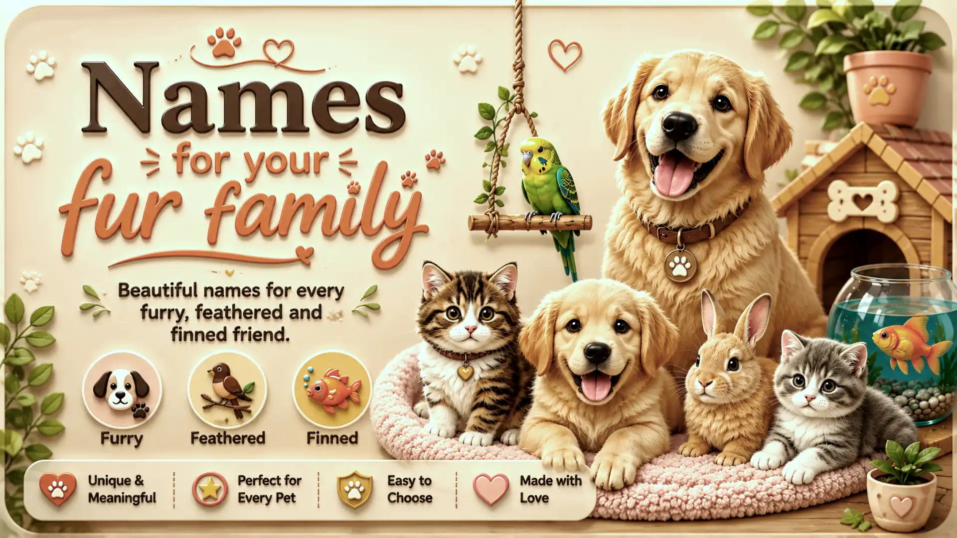 Names for your fur family — beautiful names for every furry, feathered and finned friend